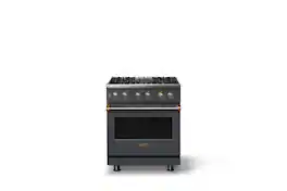 Viking - Pro 5 Series 4.7 Cu. Ft. Freestanding Sealed 4 Burner DF Convection Range - Cast Black w. Brushed Brass Trim - Cast Black