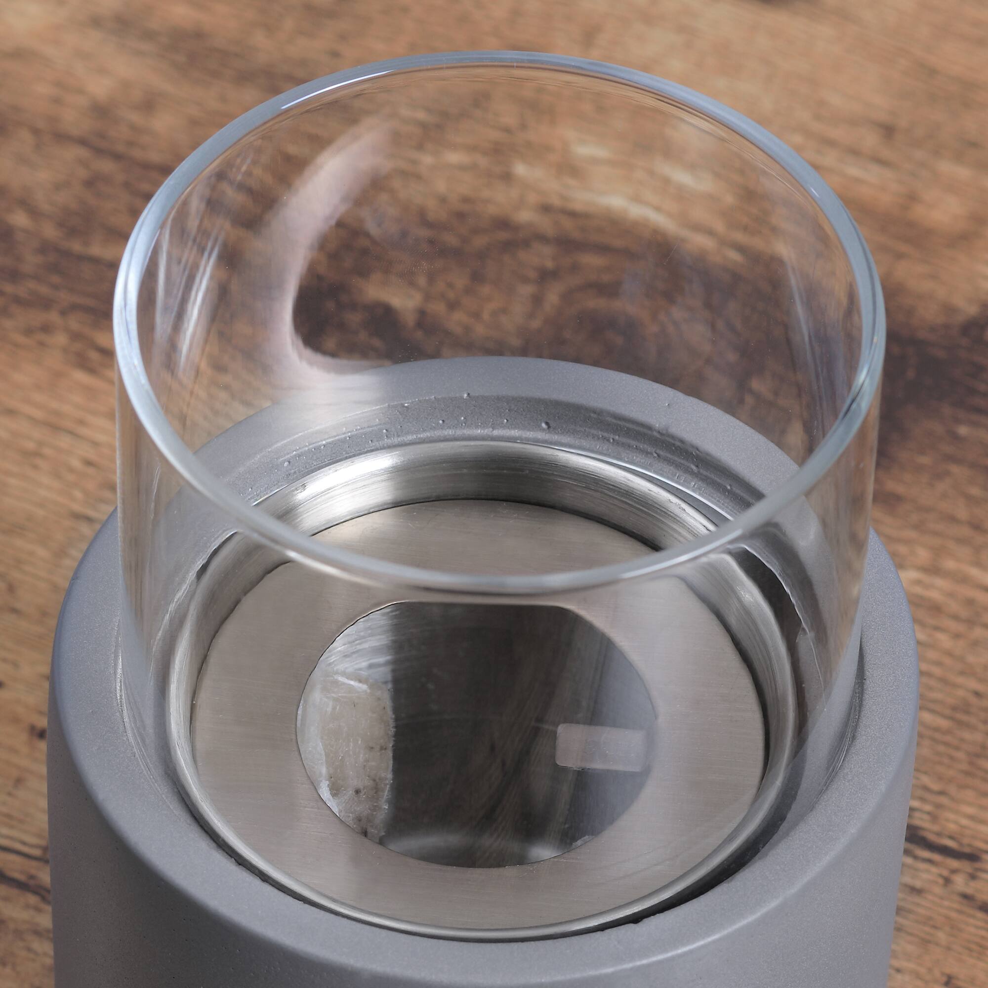 Alt View 1. APRILSOUL - Tabletop Fireplace Mini Concrete Ethanol Fire Bowl with Lid Burns up with Liquid and Solid Tablet Alcohol Light Grey.