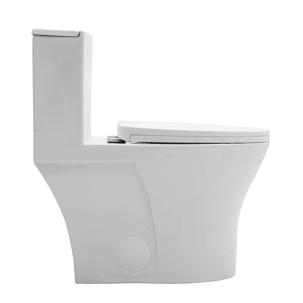 Alt View 9. Loheer - Loheer One Piece Ceramic Toilet, Dual Flush, Twelve Inch Rough In, Elongated Bowl - White.