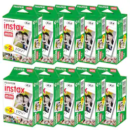 Fujifilm - 2x10 Film Mini Instax Film Pack - 10 Packs - 200 Exposures