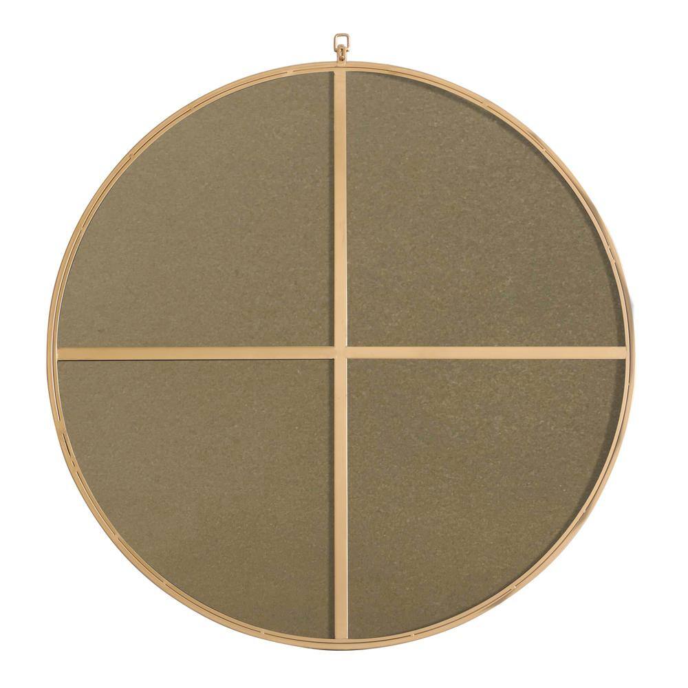 Left. Elegant Decor - Metal frame Round Mirror with decorative hook 36 inch Brass finish - Brass.