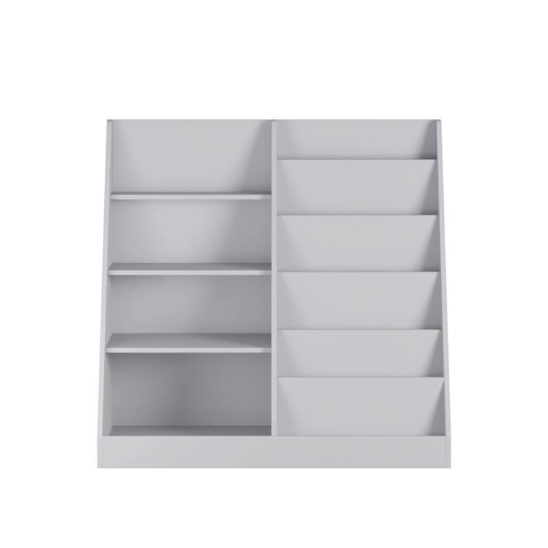Alt View 6. HTUTWOO - Kids Bookshelf and Toy Storage Organizer - Multifunctional 4 Tier Wooden Kids Book Shelf with Bookcase Display Stand - Grey.
