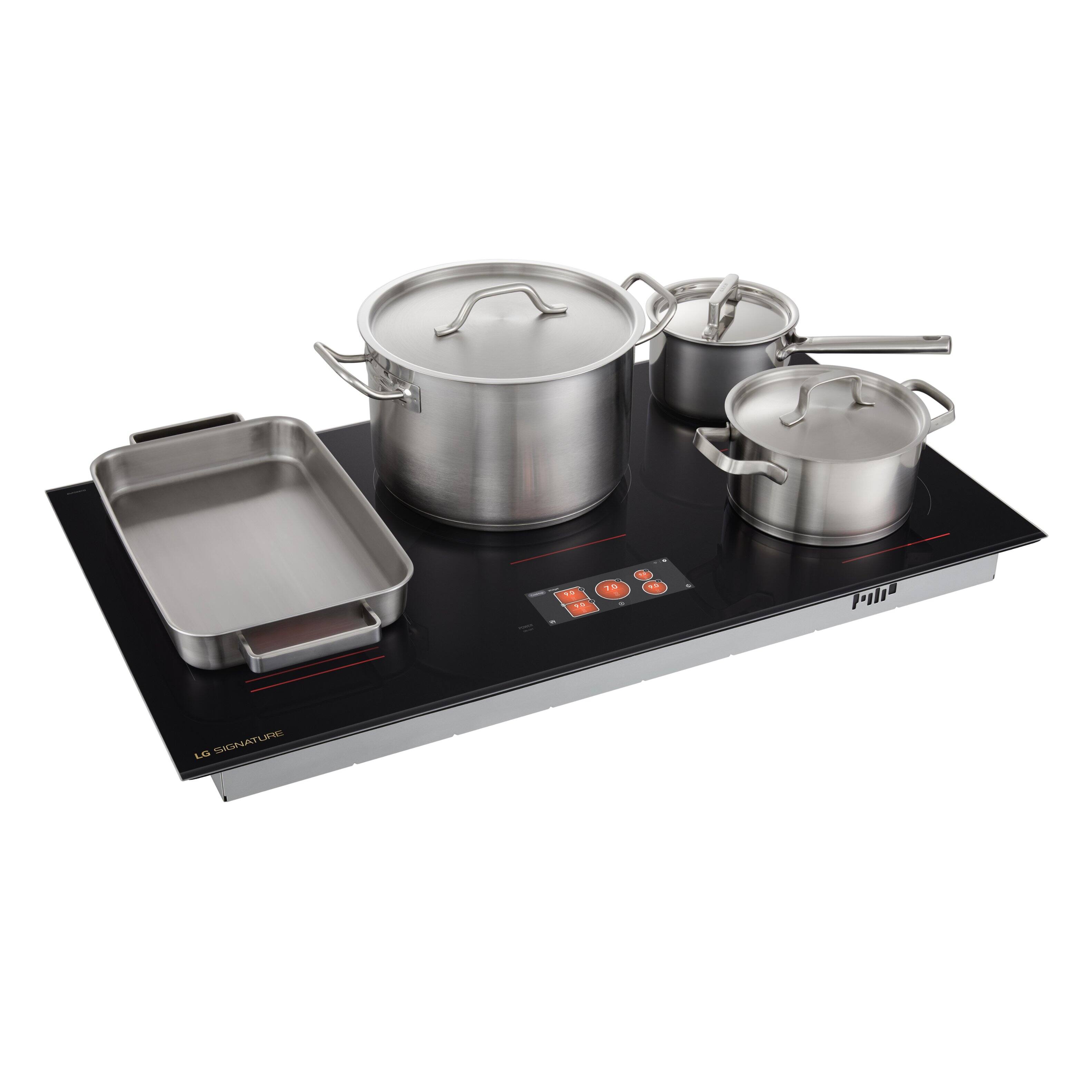 Alt View 7. LG - SIGNATURE 36” Built-In Electric Induction Smart Cooktop with 5 Elements, 6.8" LCD Touch Screen and Dual Zone Element - Black.