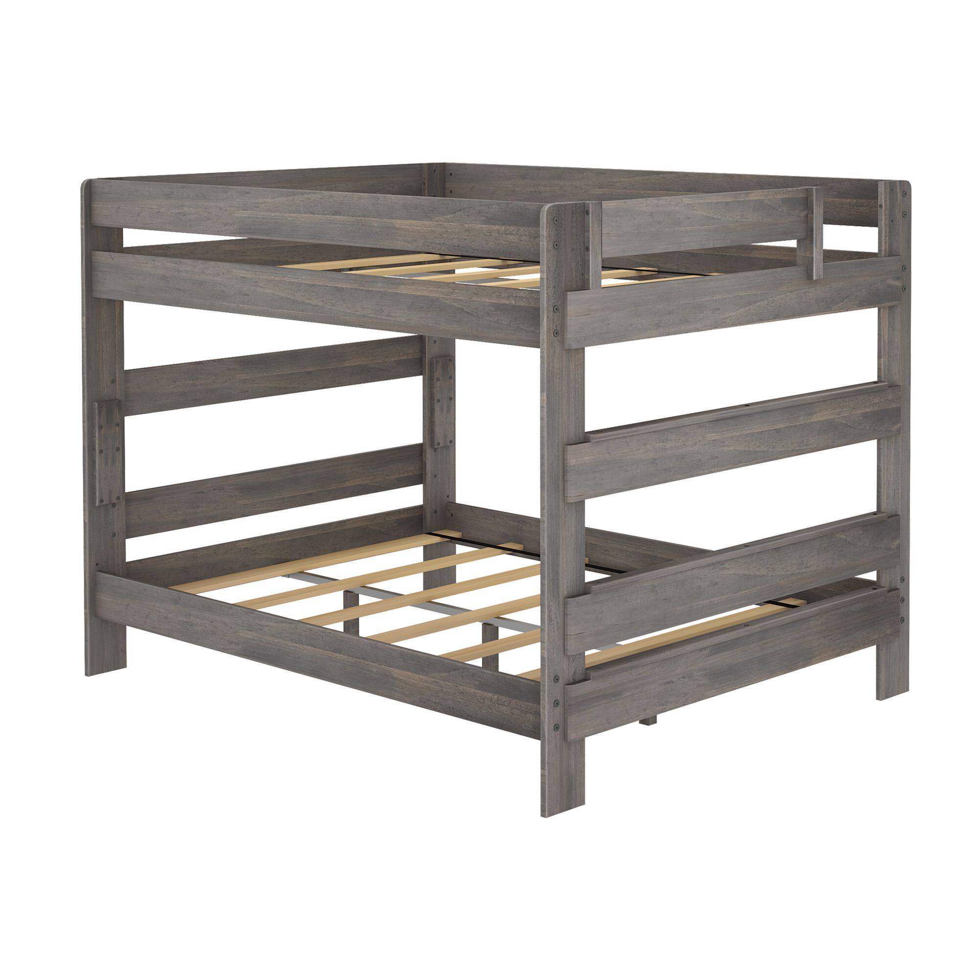 Alt View 2. Plank+Beam - Farmhouse Queen over Queen Bunk Bed, Driftwood - Driftwood.