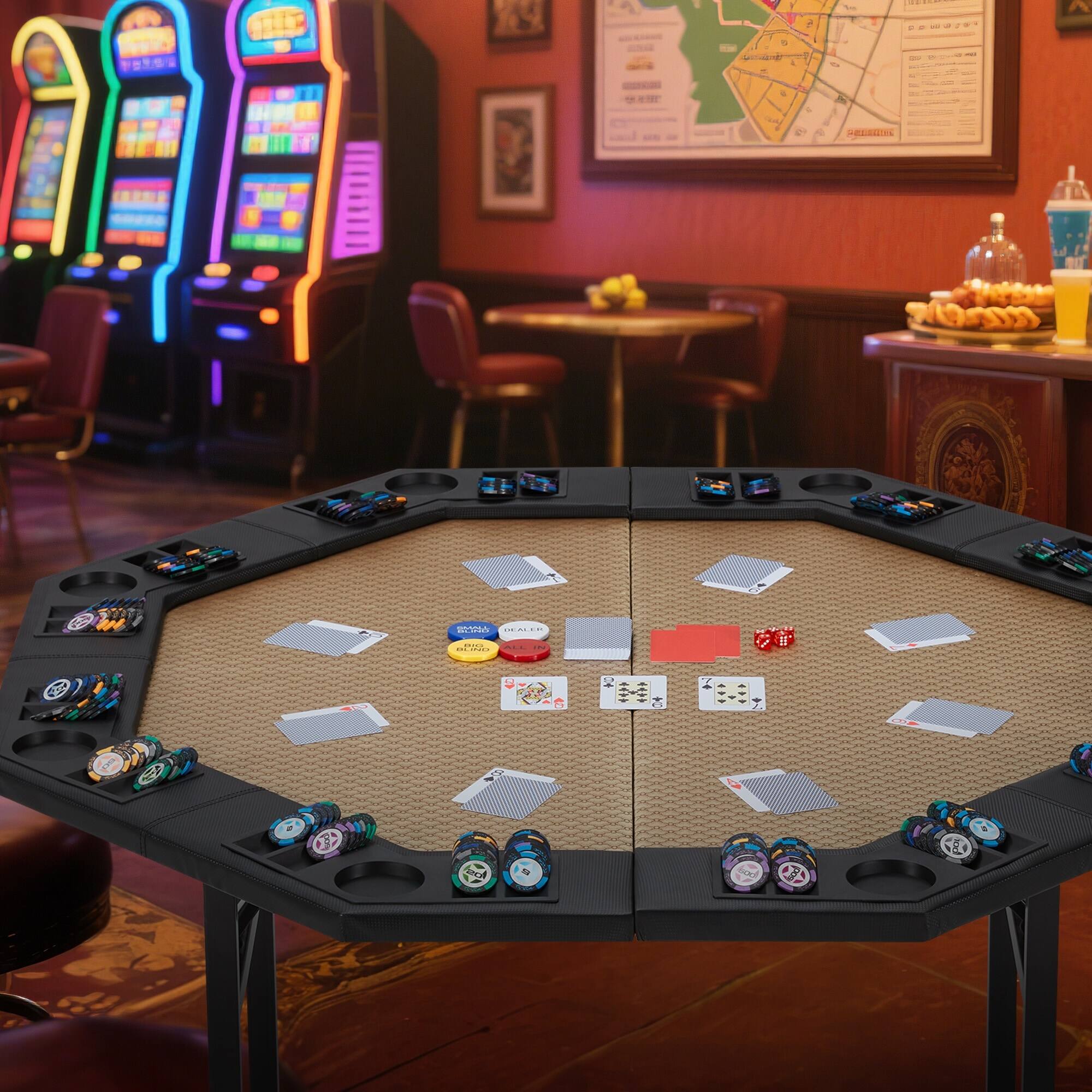 The text in the image appears to be a mix of symbols and letters that are not clearly legible. However, based on the context of a casino setting, it seems to be related to a game or a sign. Here is a possible interpretation and correction:

- "CAR"
- "CONLE aida"

This could be part of a larger phrase or name, but without more context, it's difficult to determine the exact meaning. The text might be part of a sign or a game-related message in the casino.