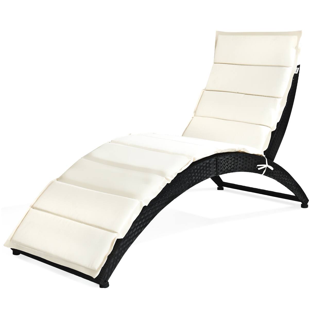 Alt View 5. Gymax - Gymax Foldable Rattan Wicker Chaise Lounge Chair w/ Cushion Patio Outdoor - Black.