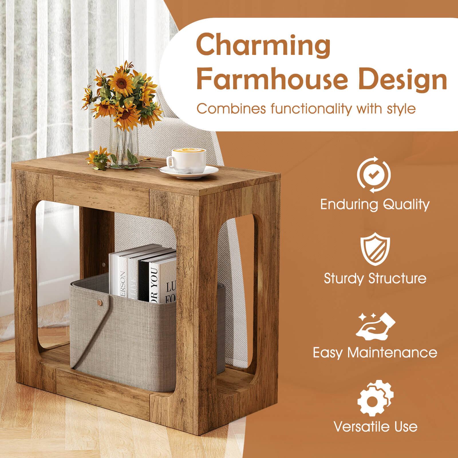 Charming Farmhouse Design Combines functionality with style  
Enduring Quality  
Sturdy Structure  
Easy Maintenance  
Versatile Use