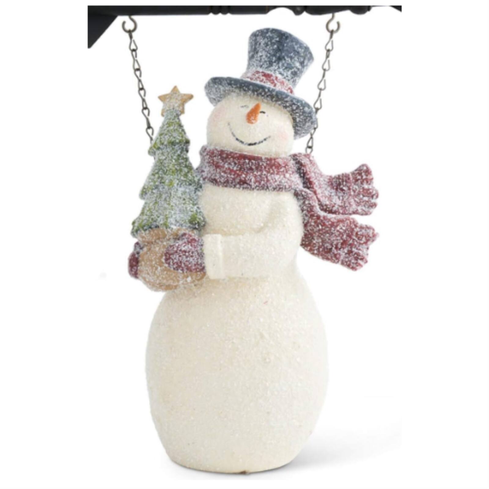 K&K Interiors - Resin Glittered Vintage Snowman Christmas Arrow Replacement Sign 8.75 inch - Arrow Sold Separately - White price history on PriceWatchPro