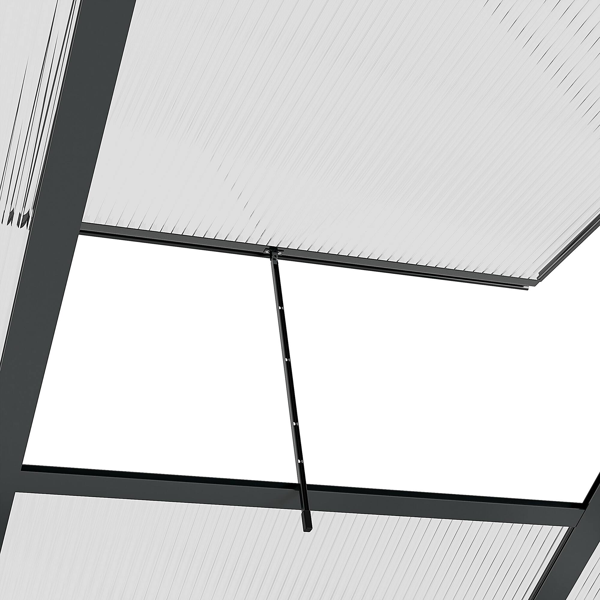 Alt View 7. Outsunny - 6' x 6' Greenhouse for Outdoors, Polycarbonate Greenhouse with Rain Gutter and Roof Vent, Aluminum Walk-in Green Houses.