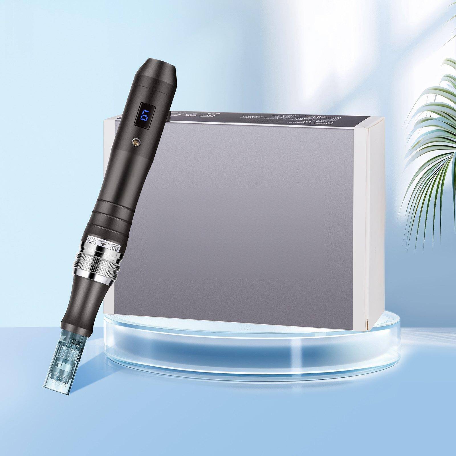 Alt View 1. Glintex - Professional Microneedling Pen, Electric Derma Pen w/ 5×16 Pin Cartridges, LCD, 6 Speeds, Adjustable 0–2.5mm Needle.