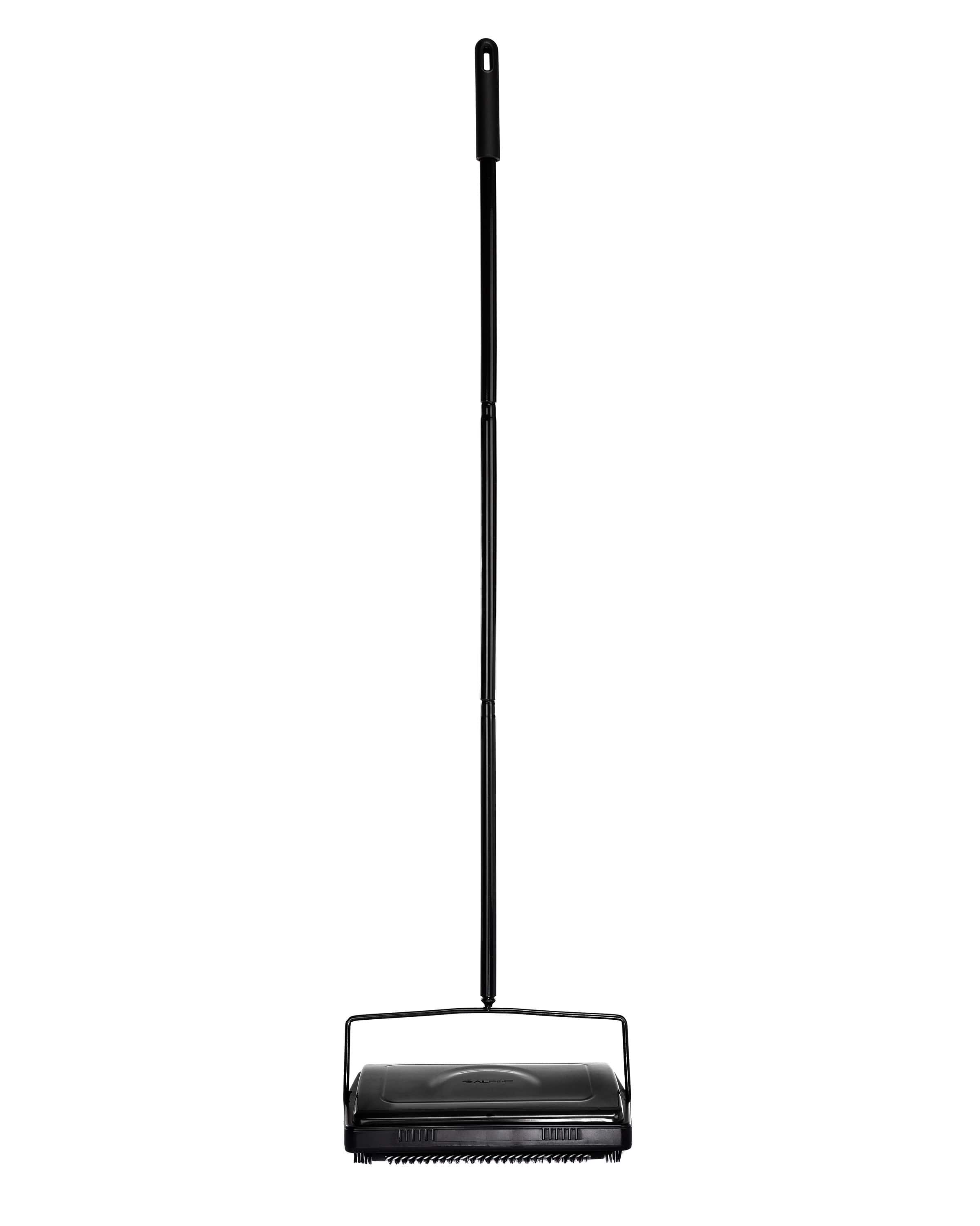 Front. Alpine Industries - Manual Triple Brush Carpet and Floor Sweeper - Black.