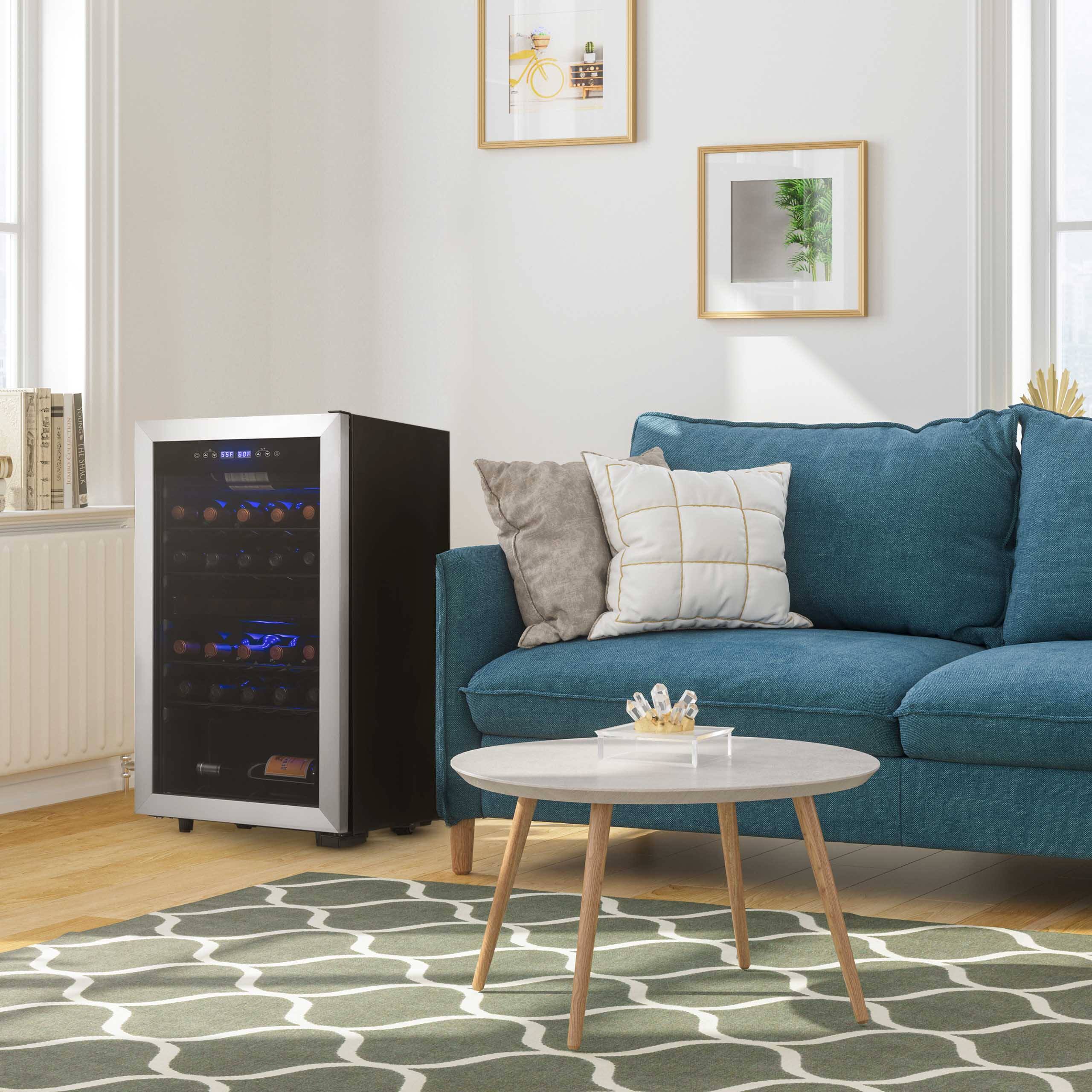 Alt View 16. NewAir - Freestanding 28 Bottle Dual Zone Compressor Wine Fridge with Adjustable Racks and Exterior Digital Thermostat - Stainless Steel.