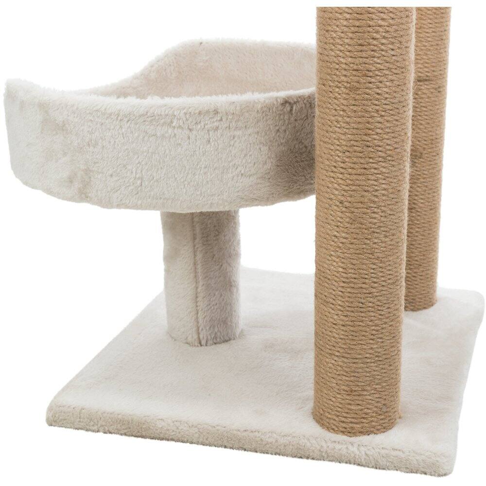 Back. TRIXIE - Isaba Plush 2-Level Cat Tree with Sisal Scratching Posts, 2 Perch - Light Gray-Greige.