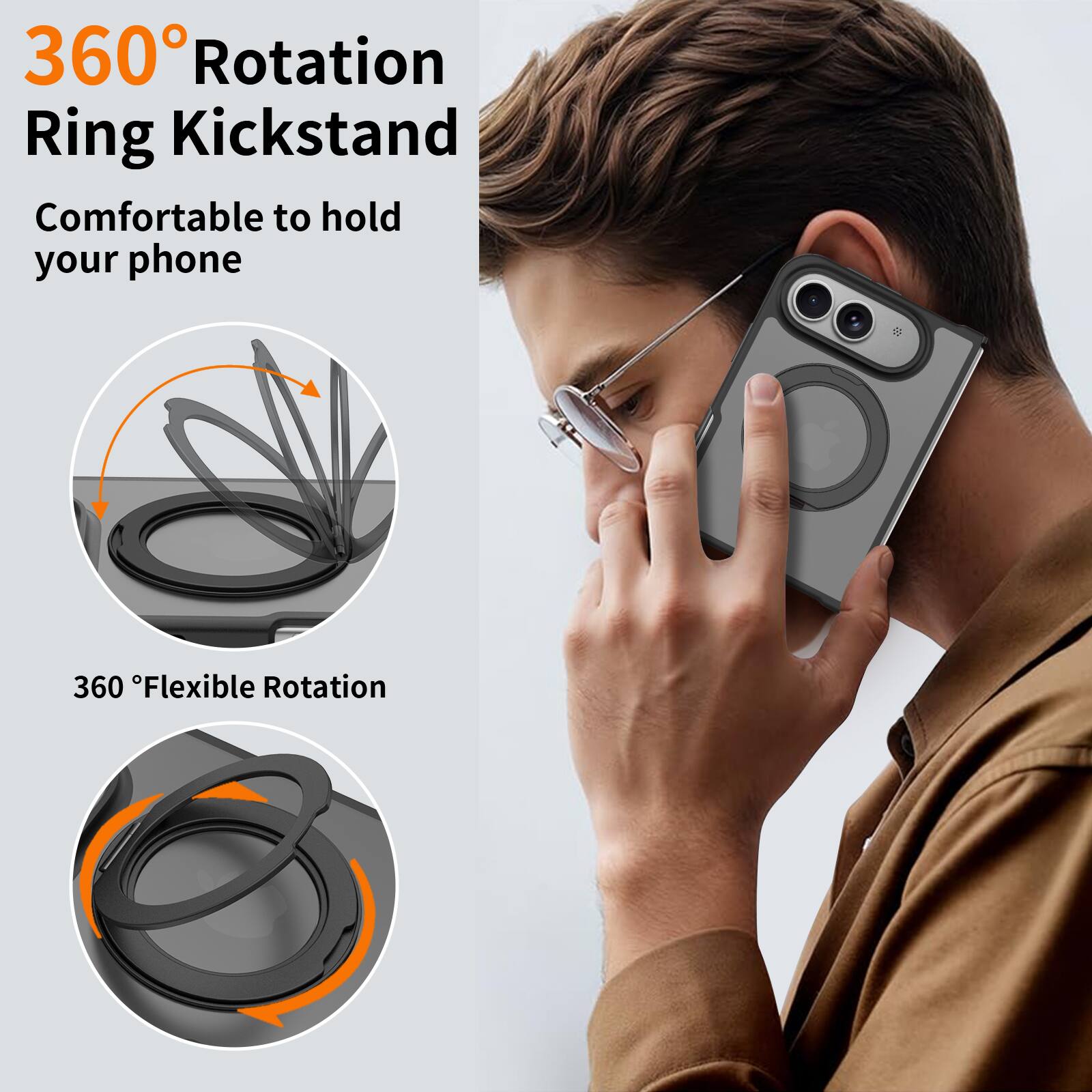 360° Rotation Ring Kickstand  
Comfortable to hold your phone  
360° Flexible Rotation
