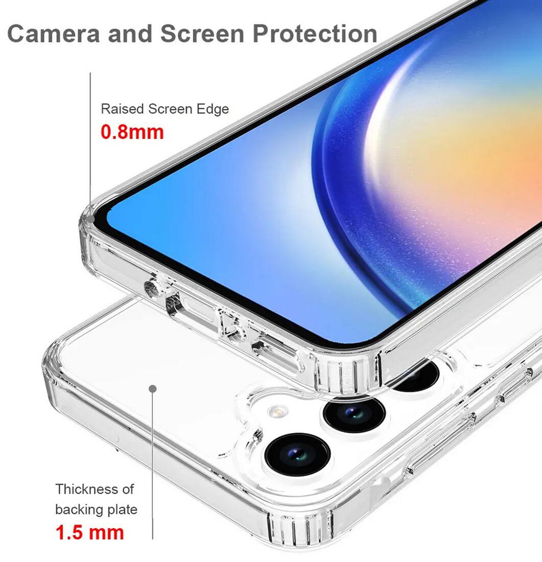 Camera and Screen Protection

Raised Screen Edge 0.8mm

Thickness of backing plate 1.5 mm