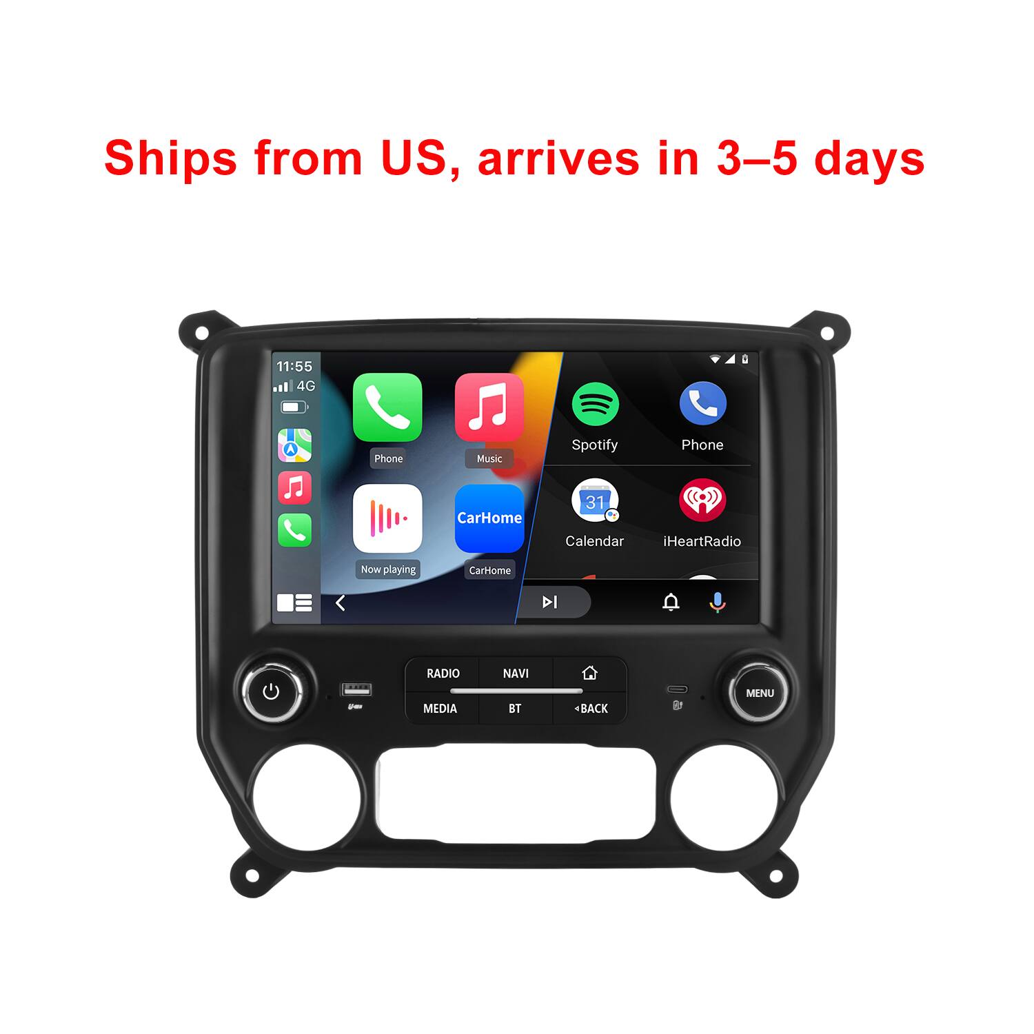 Junsun - 10" carplay 2+64GB Android13 Car Stereo Radio GPS Navi WIFI RDS SWC FM BT For Chevrolet Silverado GMC Sierra 2014-2018 - Black