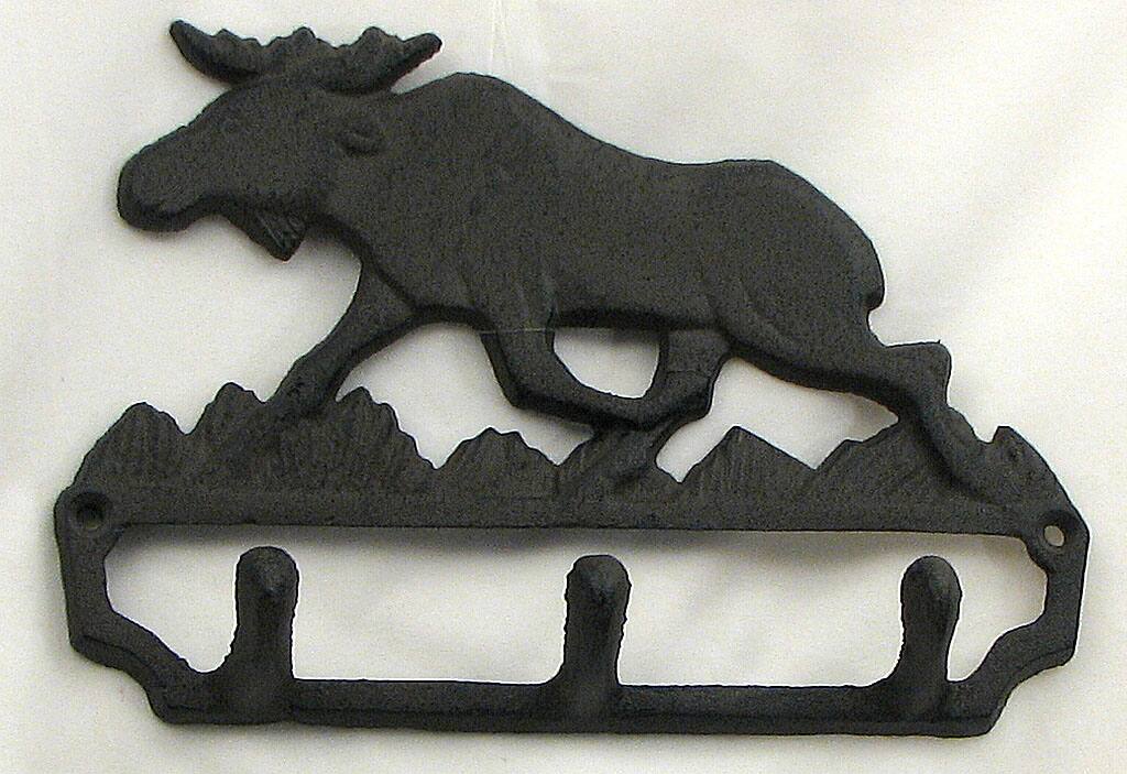 Front. BreeBe - Cast Iron Moose Hook - Black.