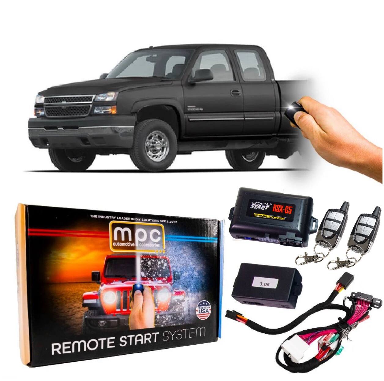 MPC - Remote Start Keyless Entry For 2003-2006 Chevrolet Silverado 3500 - Semi-Plug-n-Play - Black