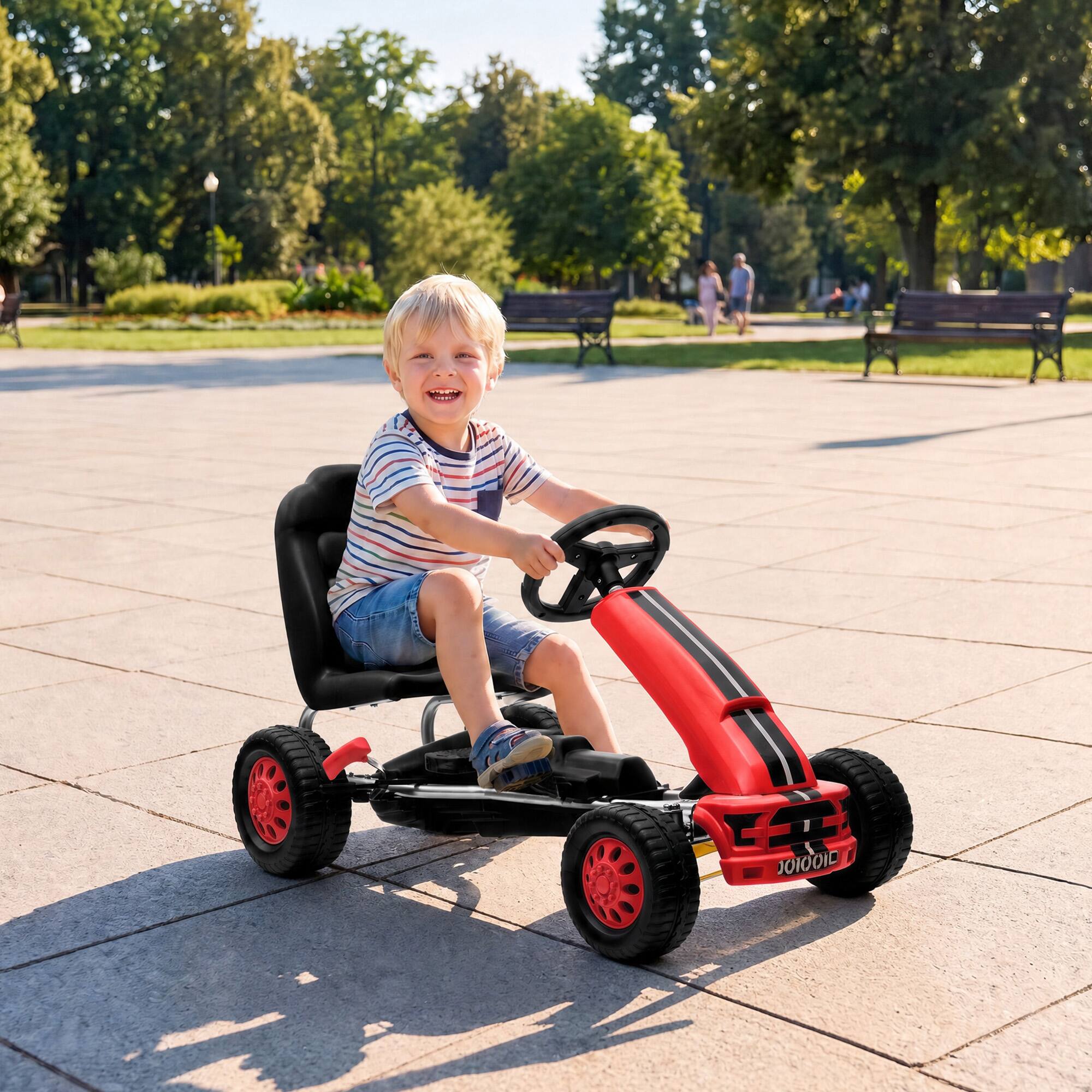 Alt View 1. Qaba - Pedal Go Kart with Steering Wheel - Red.