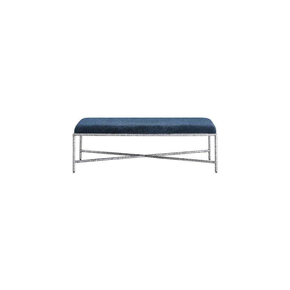 Alt View 2. Meridian Furniture - Valley Navy Chenille Fabric Bench - Blue.