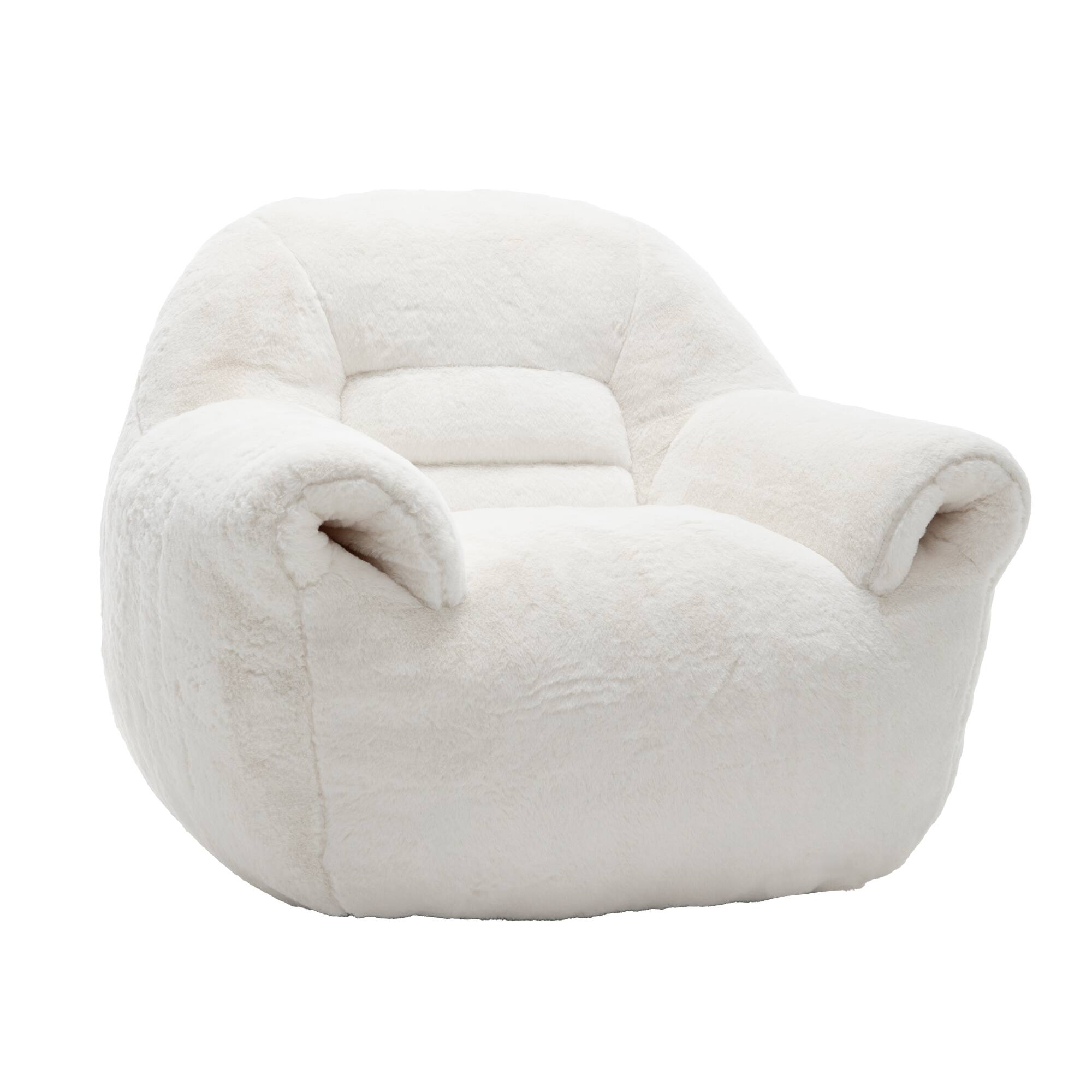 Alt View 8. GOODSILO - Comfy Bean Bag Chair with Back Support - Faux Fur Stuffed Floor Sofa for Living Room, Bedroom, Apartment - White.
