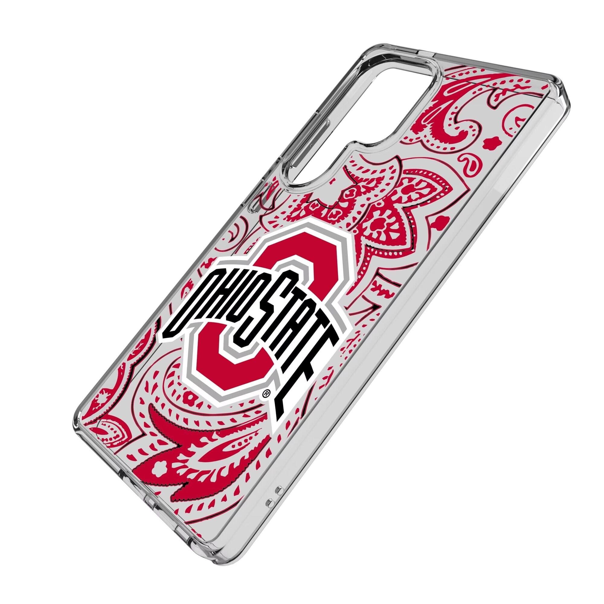 Alt View 1. Keyscaper - Ohio State Buckeyes Paisley Galaxy Clear Case - S24 Plus - Multicolor.