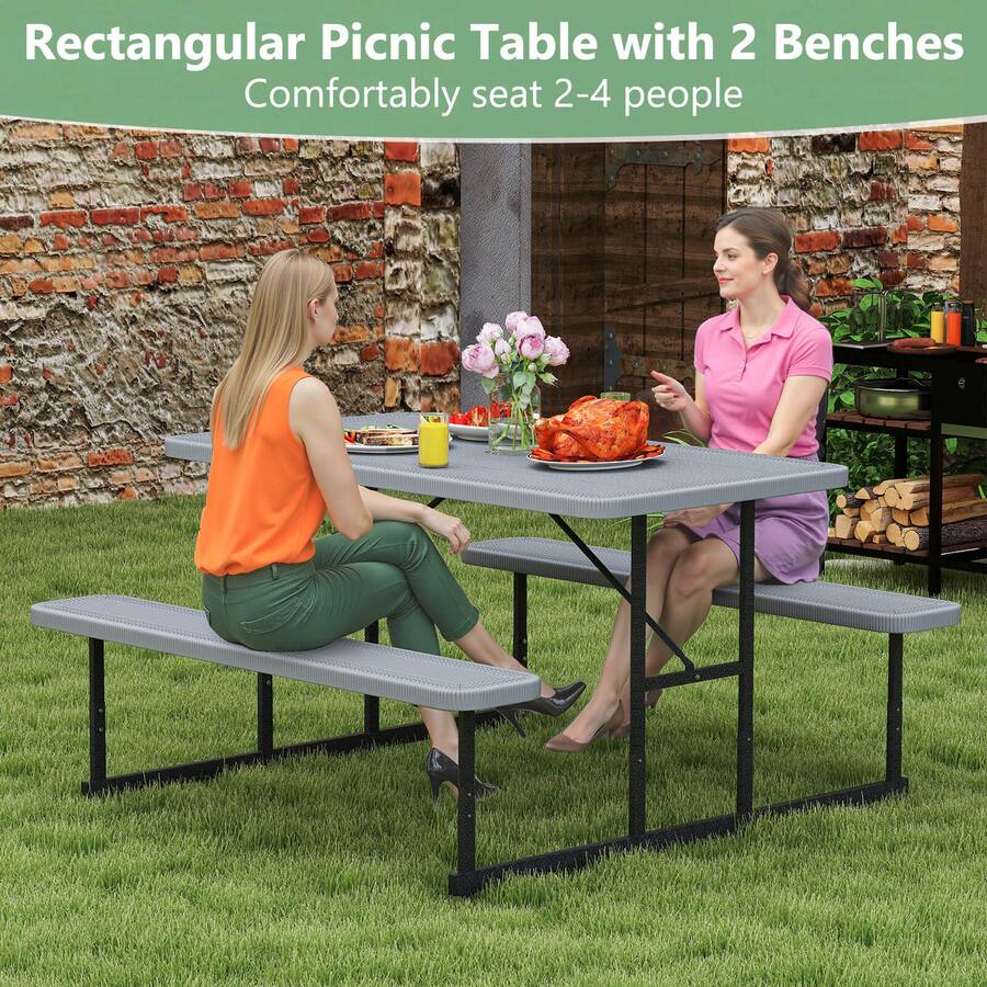 Costway Picnic Table Bench Set for People Outdoor Rectangular
