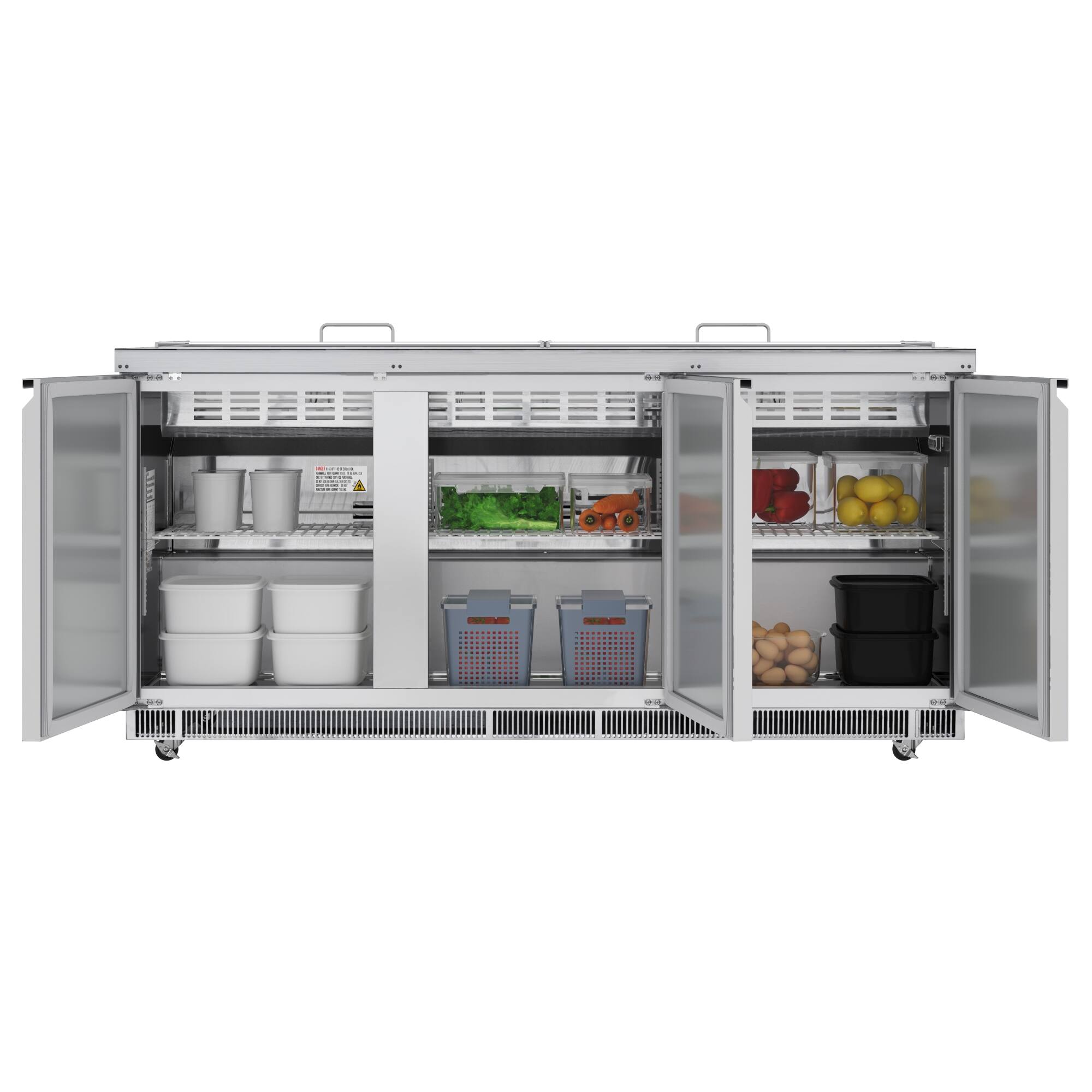Angle. Koolmore - 72 in.  Refrigerated Prep Station Cold Table, Stainless-Steel Refrigerator with 15-Pan (Not Included) Capacity - Stainless-Steel.