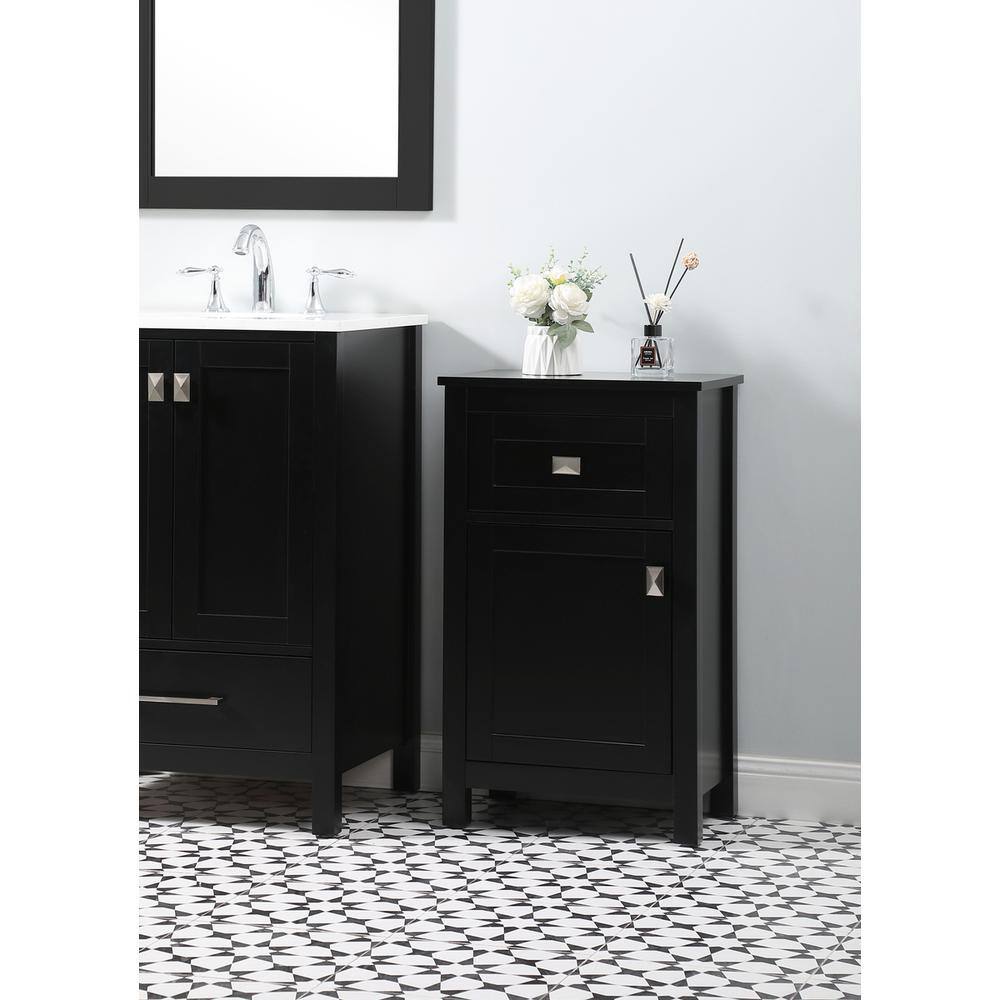 Alt View 8. Elegant Kitchen and Bath - 18 Inch Wide Bathroom Storage Freedstanding Cabinet In Black - Black.