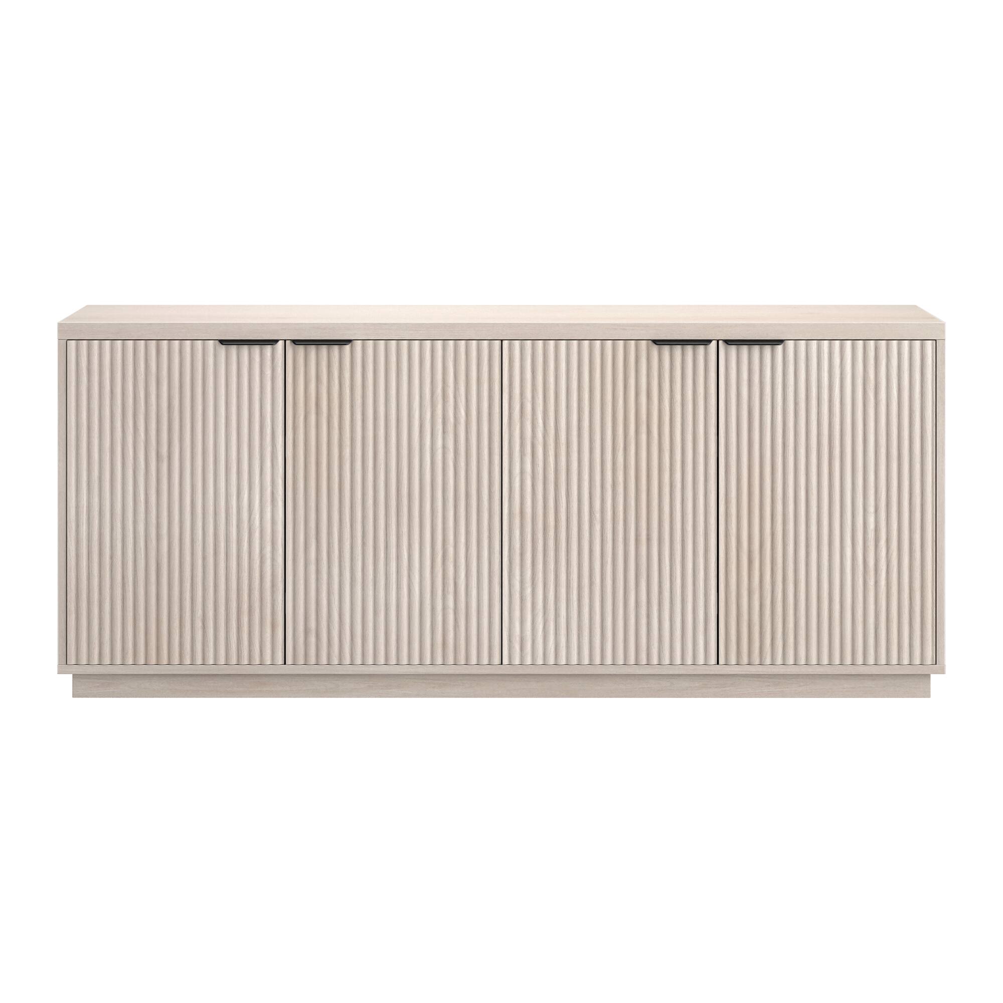 Alt View 1. Hudson&Canal - Mansfield 68" Wide Rectangular Fluted Buffet Table - White.