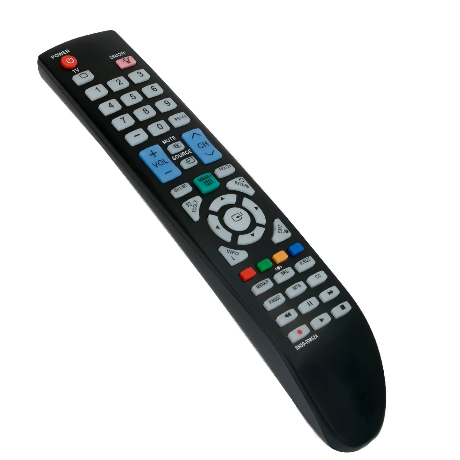 POWER TV ON/OFF 1 2 3 4 5 6 7 8 9 0 PREC MUTE CH VOL SOURCE RETURN CHLIST TOOLS EXIT INFO MENU P21 0) BRS CC MEDAP MITS PIMODE II 44 A BN59-00852A