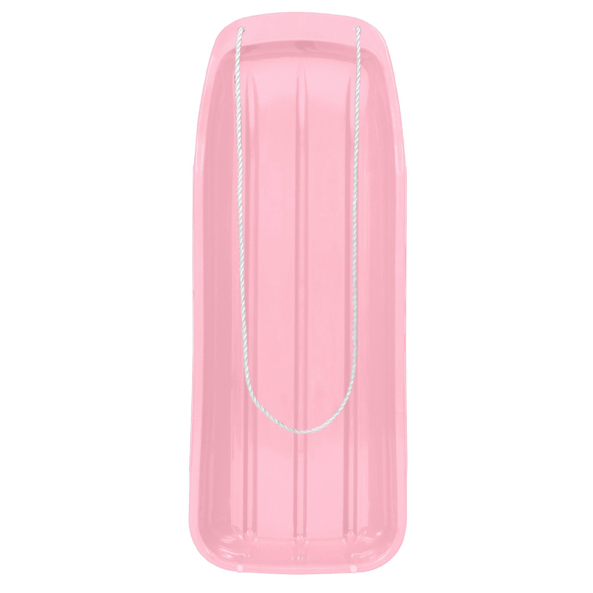 Front. Best Choice Products - Best Choice Products 48in Kids Outdoor Plastic Sport Toboggan Winter Snow Sled Board Toy w/ Pull Rope - Light Pink - Light Pink.