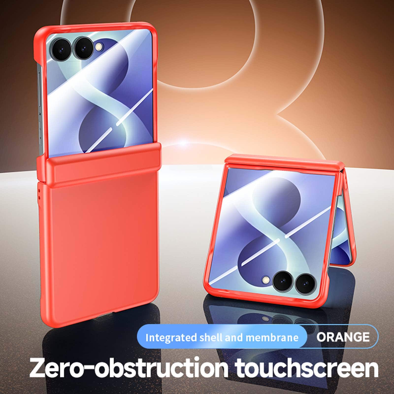Dteck - Full Body Case Built-in Screen Protector For Samsung Galaxy Z Flip8 Slim Fit Shockproof Rugged Hinge Protection Cover - Orange(Clear Film) price history on PriceWatchPro
