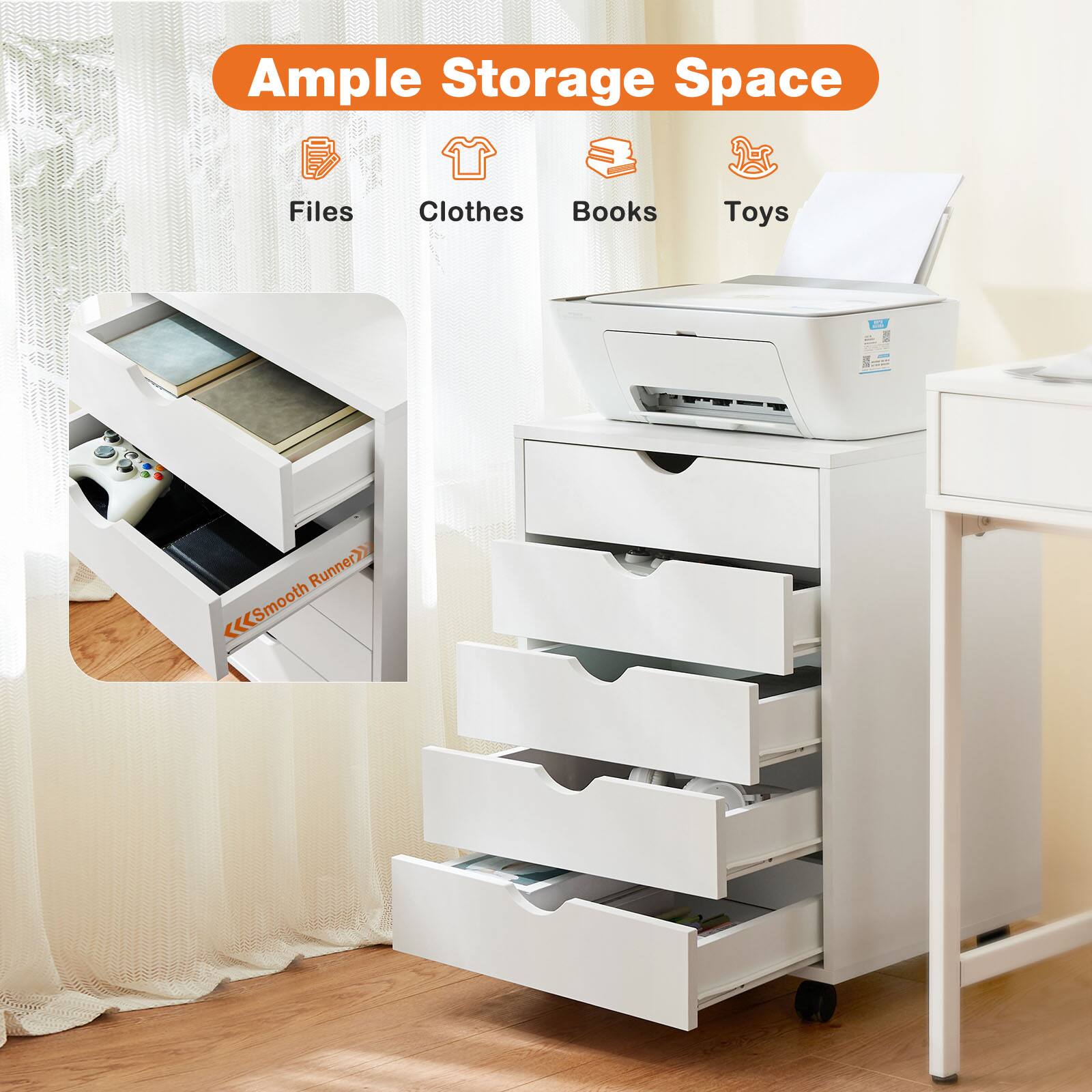 Ample Storage Space

Files Clothes Books Toys

Smooth Runner
