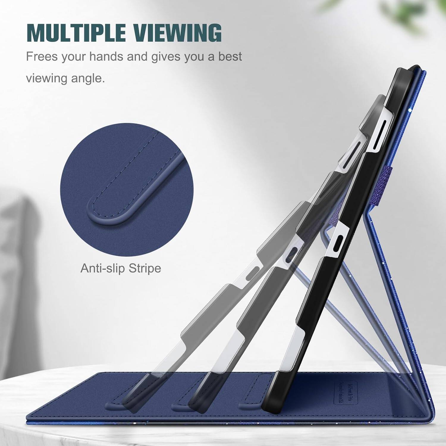 MULTIPLE VIEWING  
Frees your hands and gives you a best viewing angle.  

Anti-slip Stripe  

100%