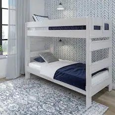 Front. Plank+Beam - Farmhouse Twin over Twin Bunk Bed, White Wash - White Wash.