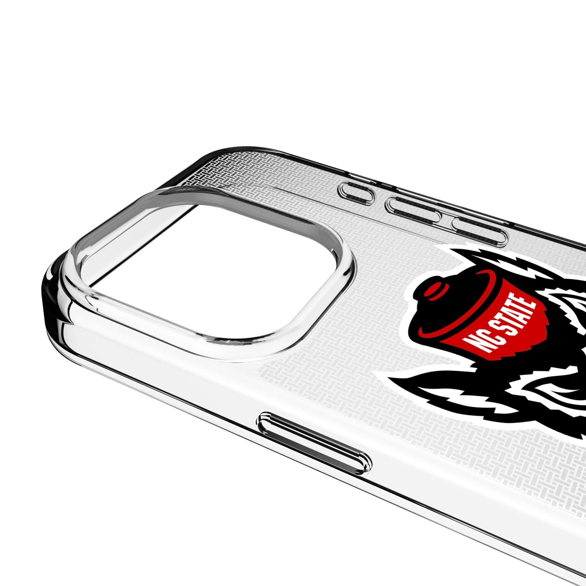 Alt View 2. Keyscaper - NC State Wolfpack Linen Logo iPhone Clear Case - 16e - Multicolor.