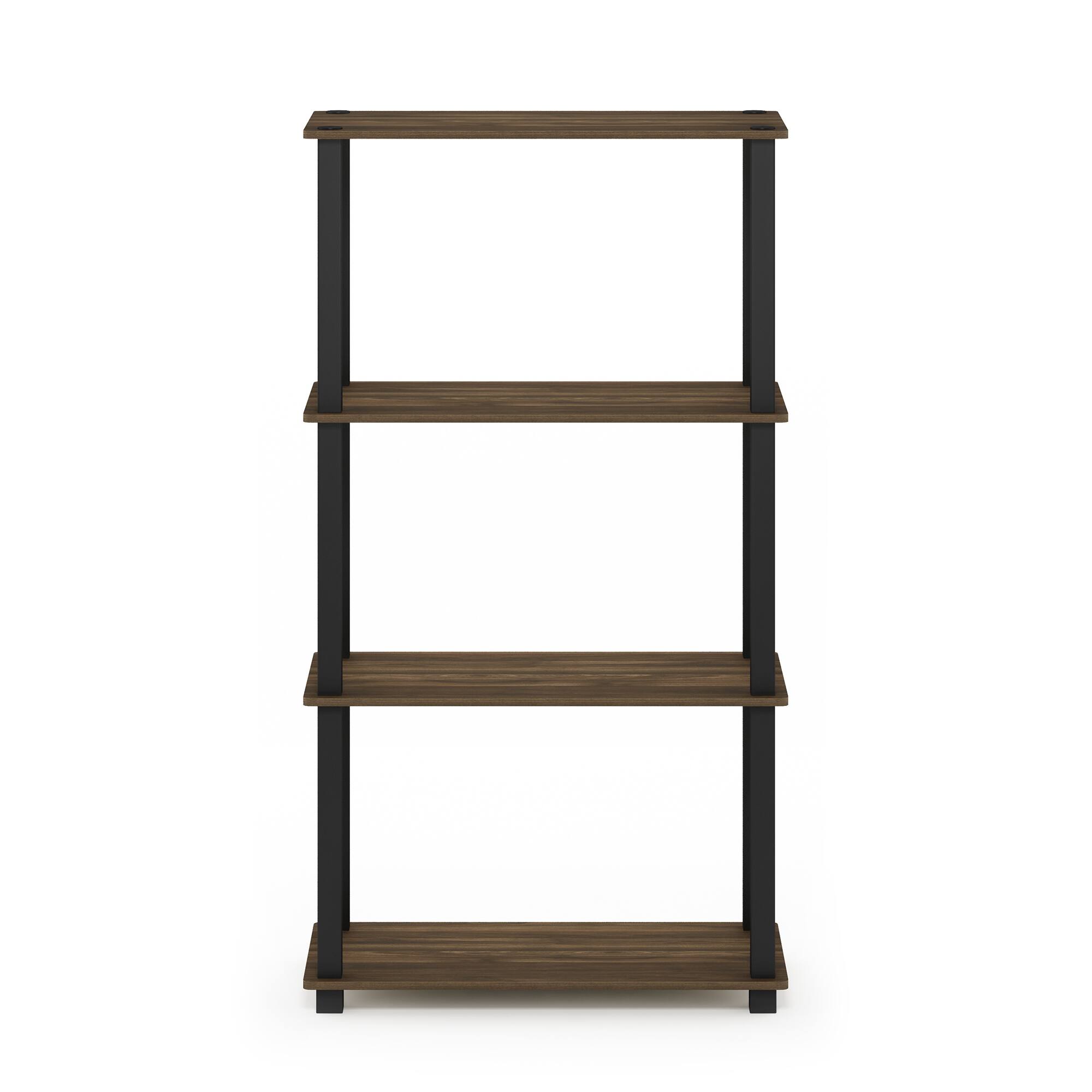 Alt View 2. Furinno - Turn-S-Tube 4-Tier Multipurpose Shelf Display Rack with Square Tube, Columbia Walnut/Black - Columbia Walnut/Black.