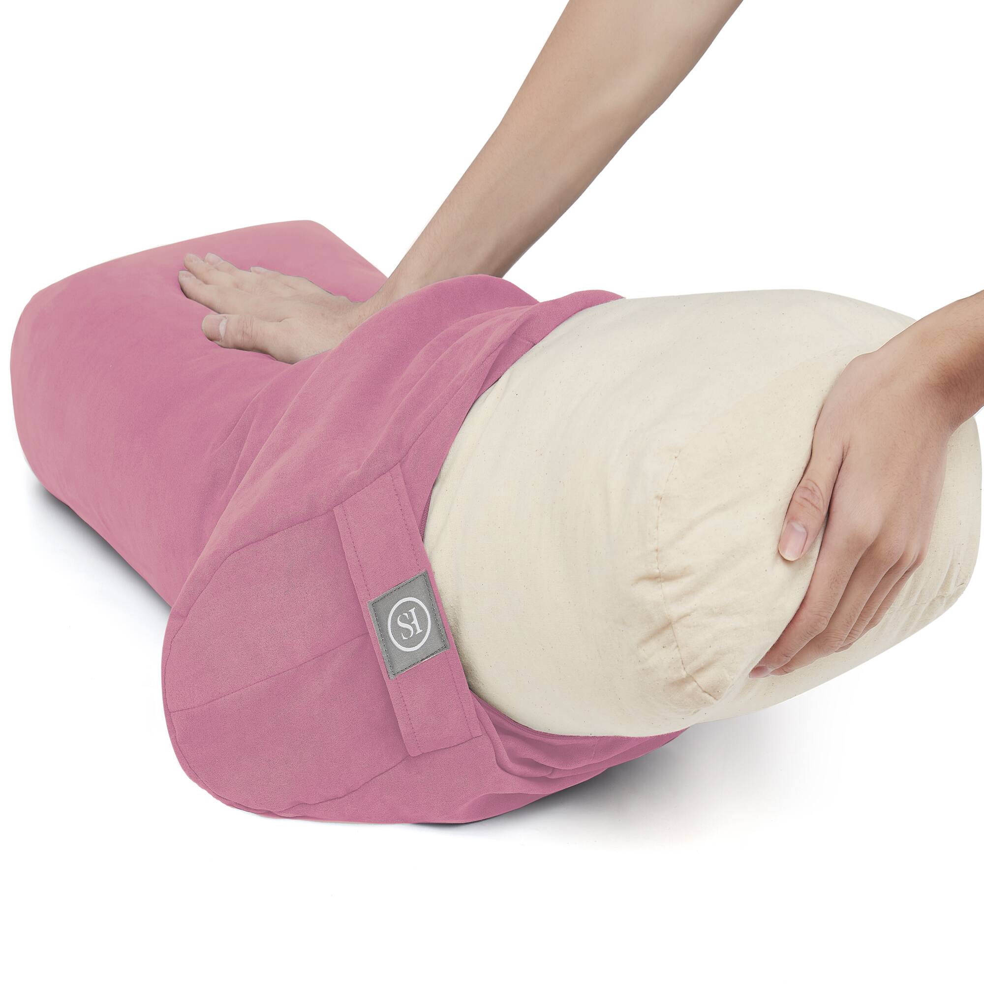 Left. Sweet Home Collection - Yoga Bolster Pillow Meditation Pillow w/Washable Cover & Carry Handle - Lavender.