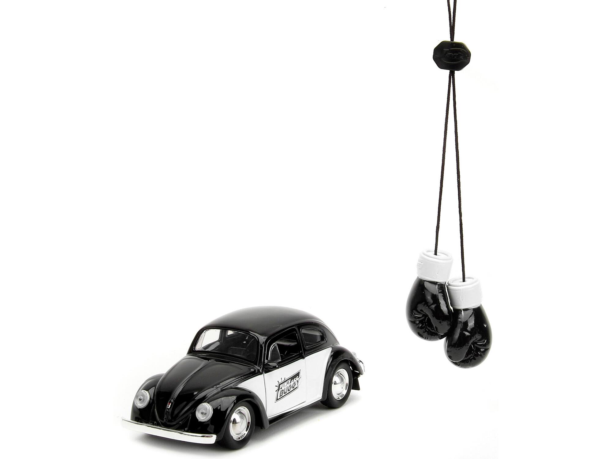 Alt View 1. Jada - 1959 Volkswagen Beetle "Punch Buggy" Black & White & Boxing Gloves Accessory "Punch Buggy" Series 1/32 Model Car by Jada.