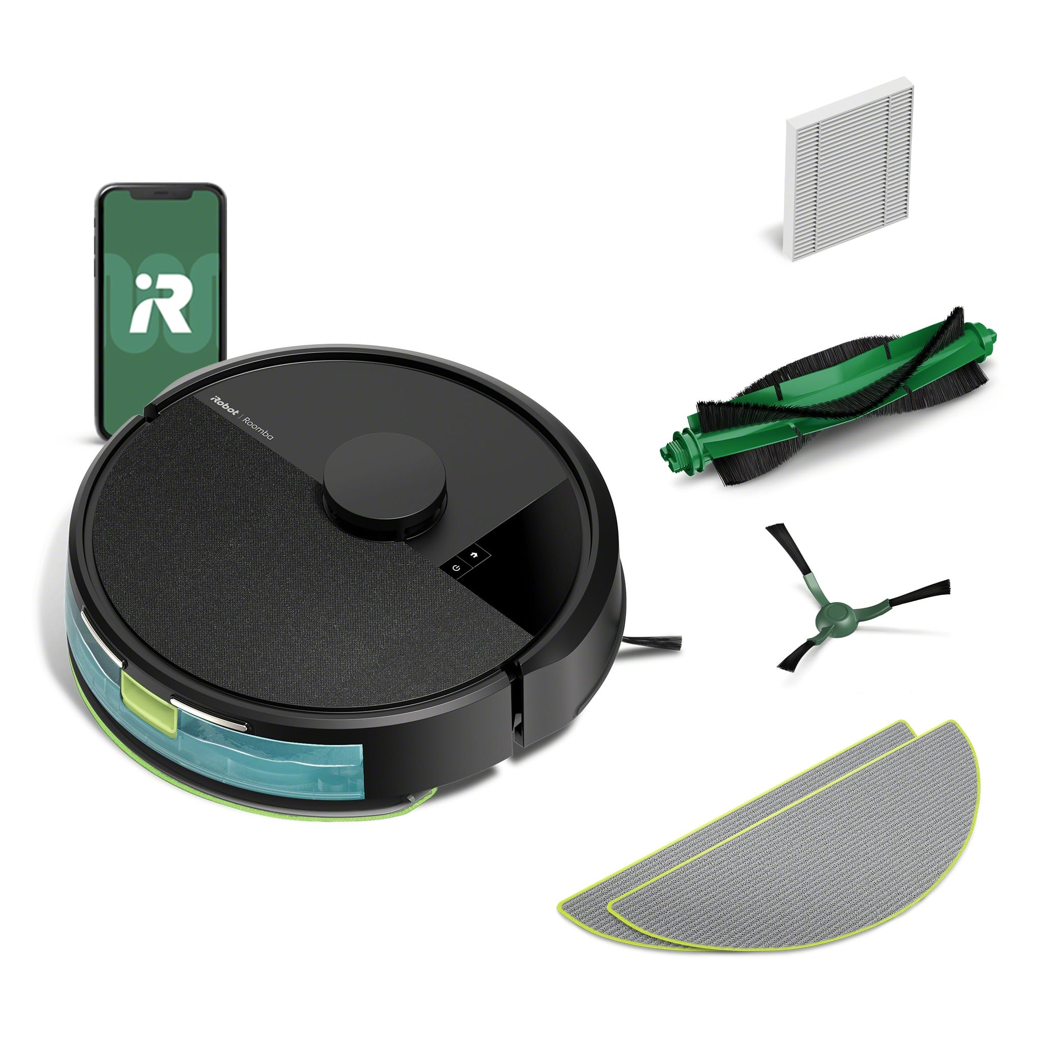 iRobot - Roomba 105 Combo Vacuum & Mop - Easy-to-Use, Intense Power-Lifting Suction, LiDAR, Avoids Mopping Carpets, Self-Charging - Black - Front_Zoom