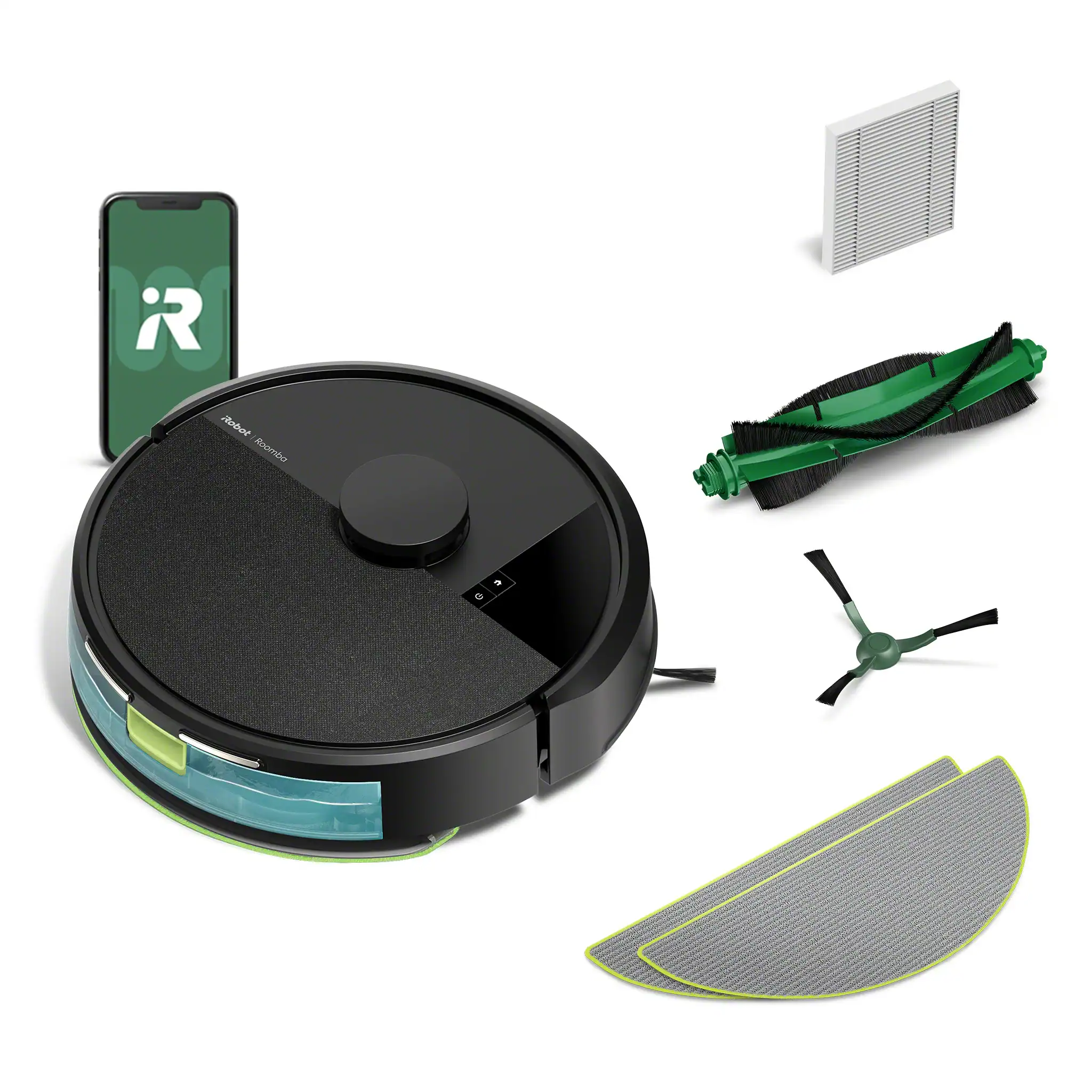 iRobot - Roomba 105 Combo Vacuum & Mop - Easy-to-Use, Intense Power-Lifting Suction, LiDAR, Avoids Mopping Carpets, Self-Charging - Black