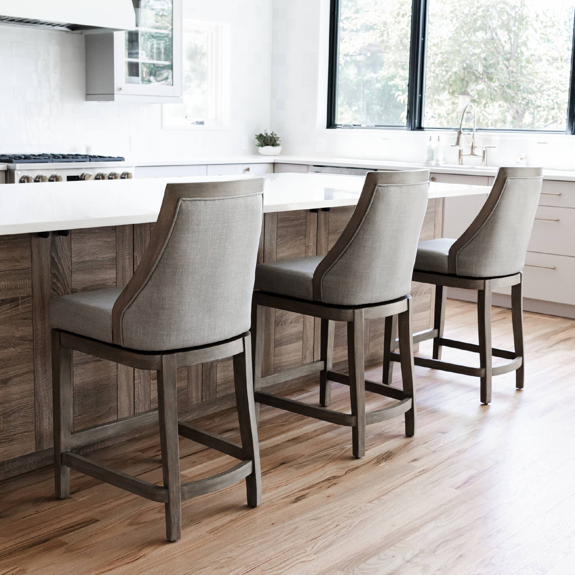 Back. Maven Lane - 31" Vienna Bar Stool in Reclaimed Oak Finish with  Fabric Upholstery - Reclaimed Oak.