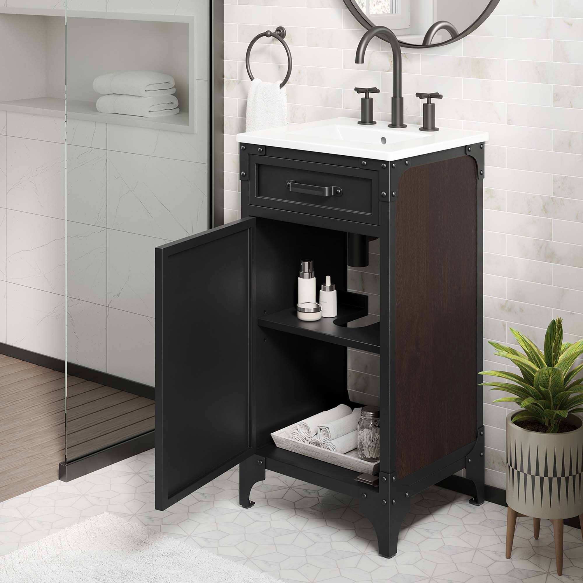 Alt View 1. Modway - Steamforge Bathroom Vanity Basin Included by Modway - White black.