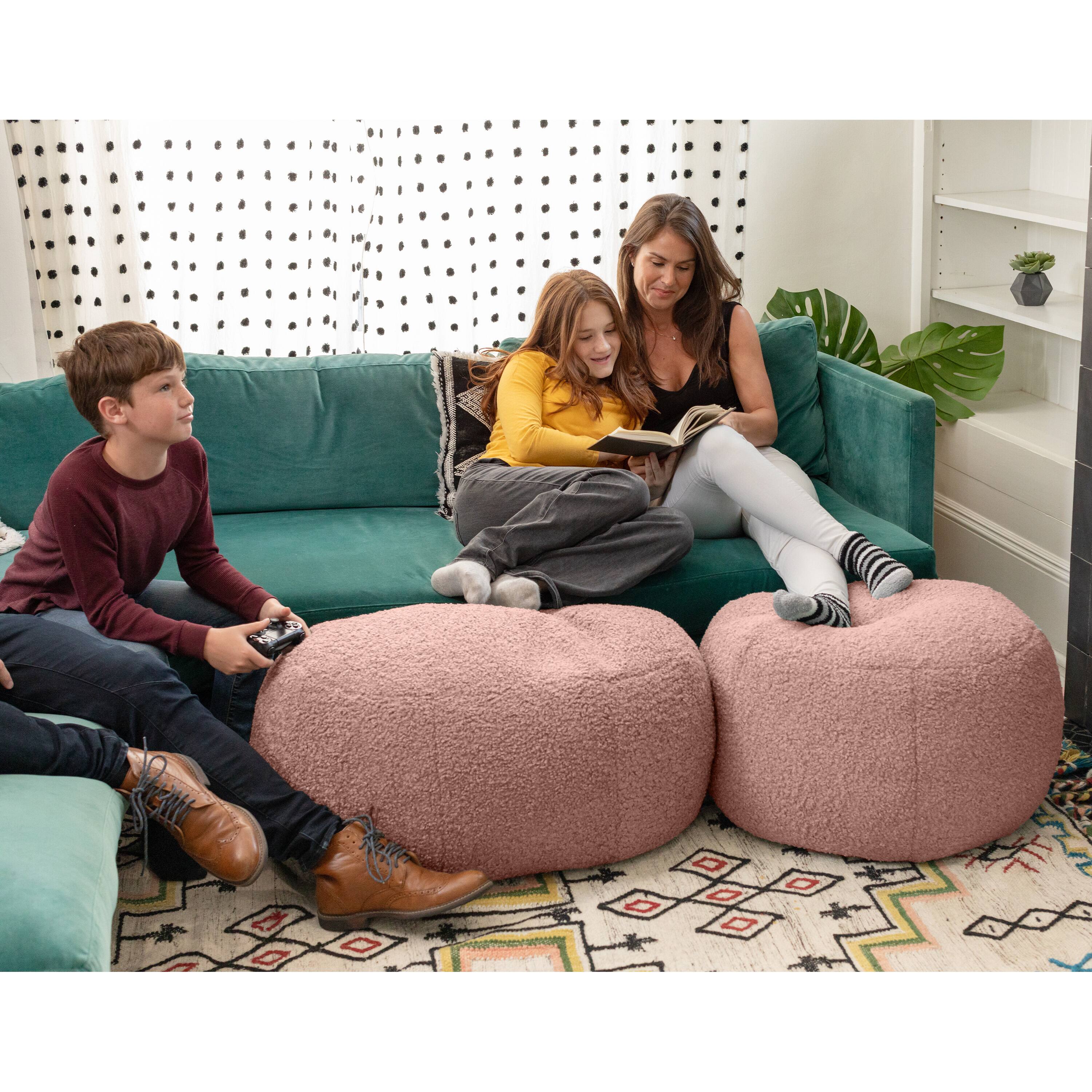 Alt View 2. Jaxx - Jaxx Ellis Ottoman Shearling Faux-Lamb Plush Pouf for Modern Interior Design, Oval, Pink - Pink.