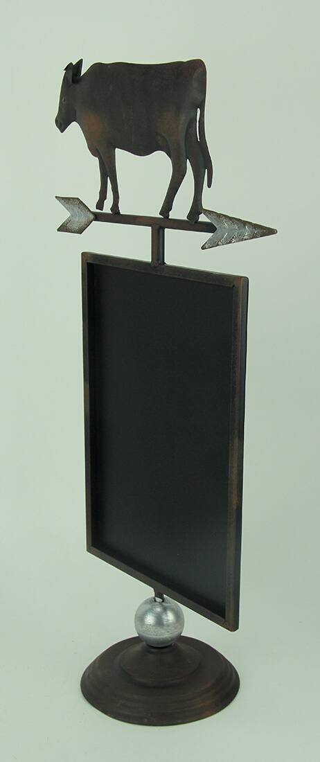 Alt View 1. Direct International - Rustic Brown Metal Farmhouse Cow and Arrow Standing Chalkboard Sign - Brown.