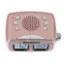 The image features a pink alarm clock with a built-in radio, which has a digital display showing the time of 12:30. The clock also has a snooze button, allowing users to set multiple alarms. The alarm clock is designed to be a standby alarm, providing a convenient way to keep track of time and set alarms.