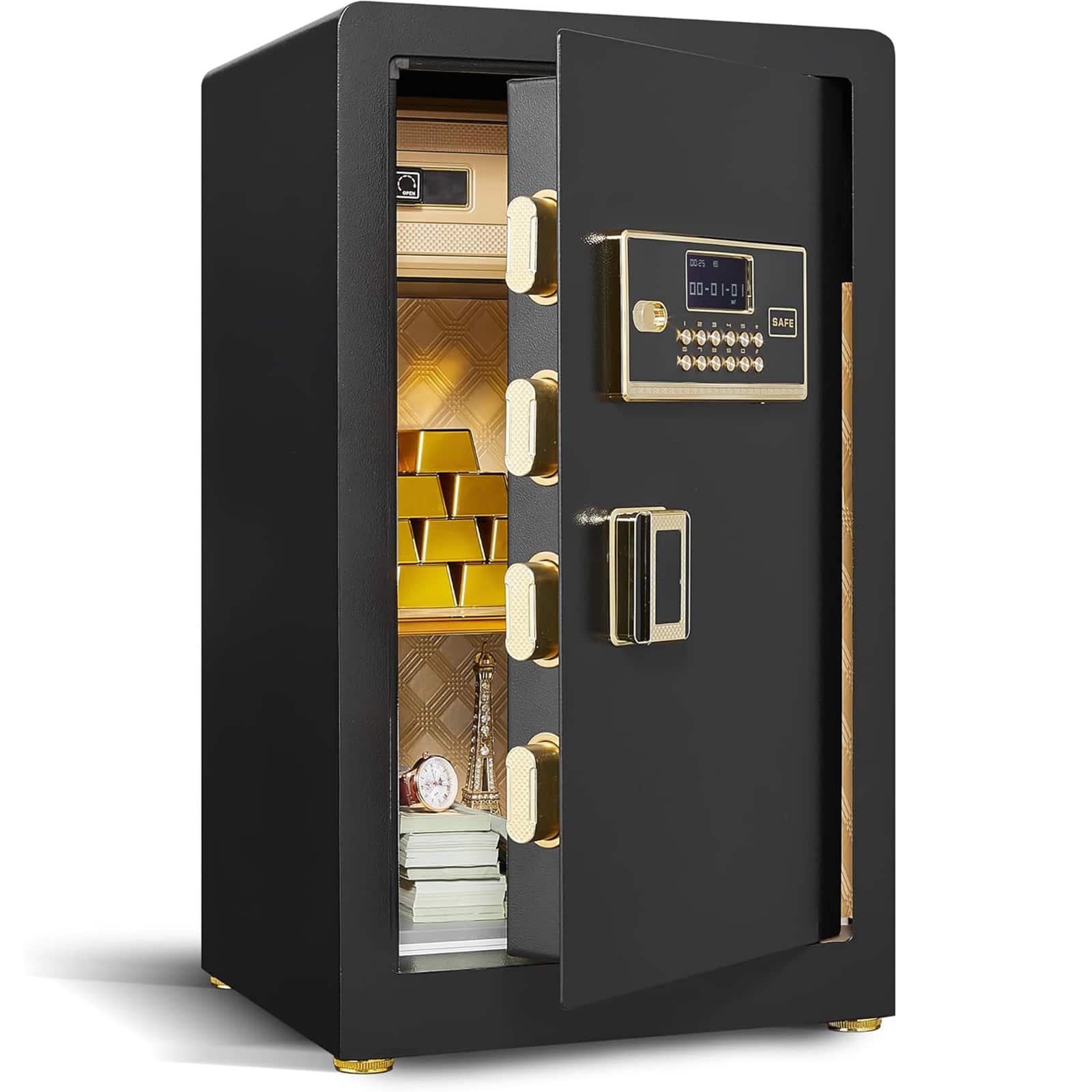 Chateau Abodes - Security Safe Box, Solid Alloy Steel with Electronic Keypad, Spare Key, Smart Alert & Mute Mode - 70 / 3.5 cu ft