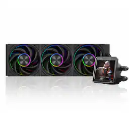 PCCOOLER - DT360 ARGB Display AIO CPU Liquid Cooler, 360mm Radiator, 320W TDP, Customizable & Magnetic 3.4" IPS LCD Display - Black