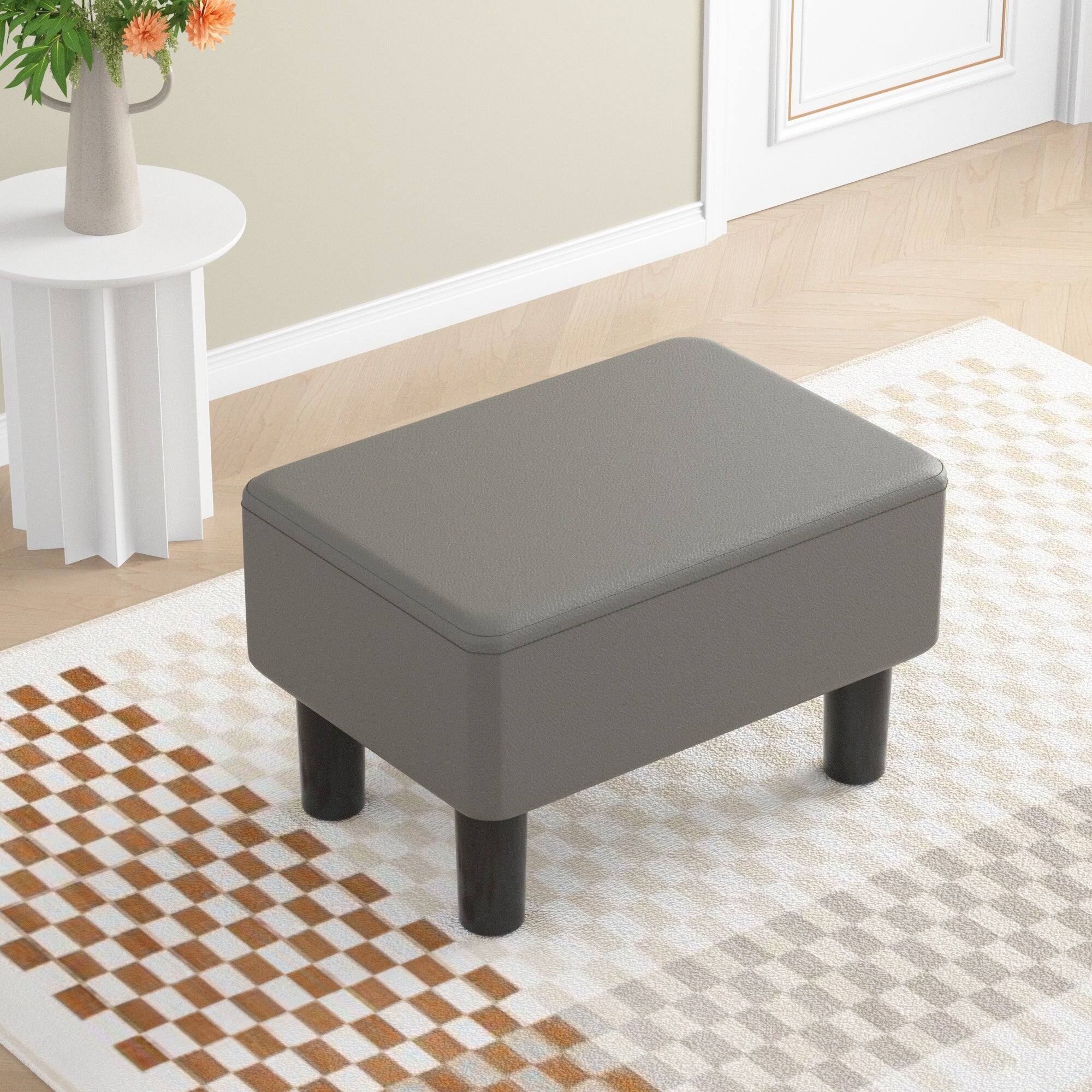 Alt View 1. Vecelo - Small Ottoman Foot Rest - 15.75" PU Leather Short Bench, 220lb Capacity Shoe Bench for Entryway & Office.